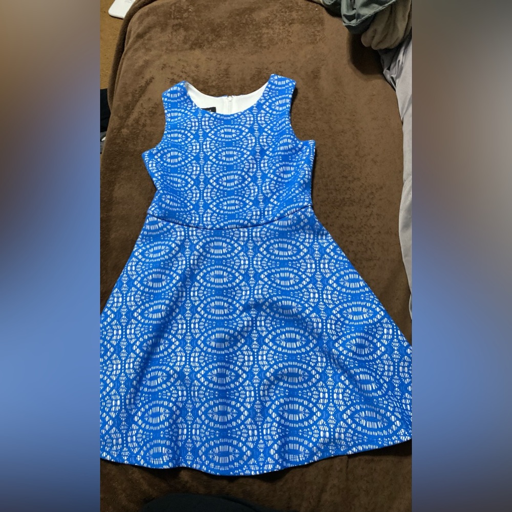 Girls blue and white dress